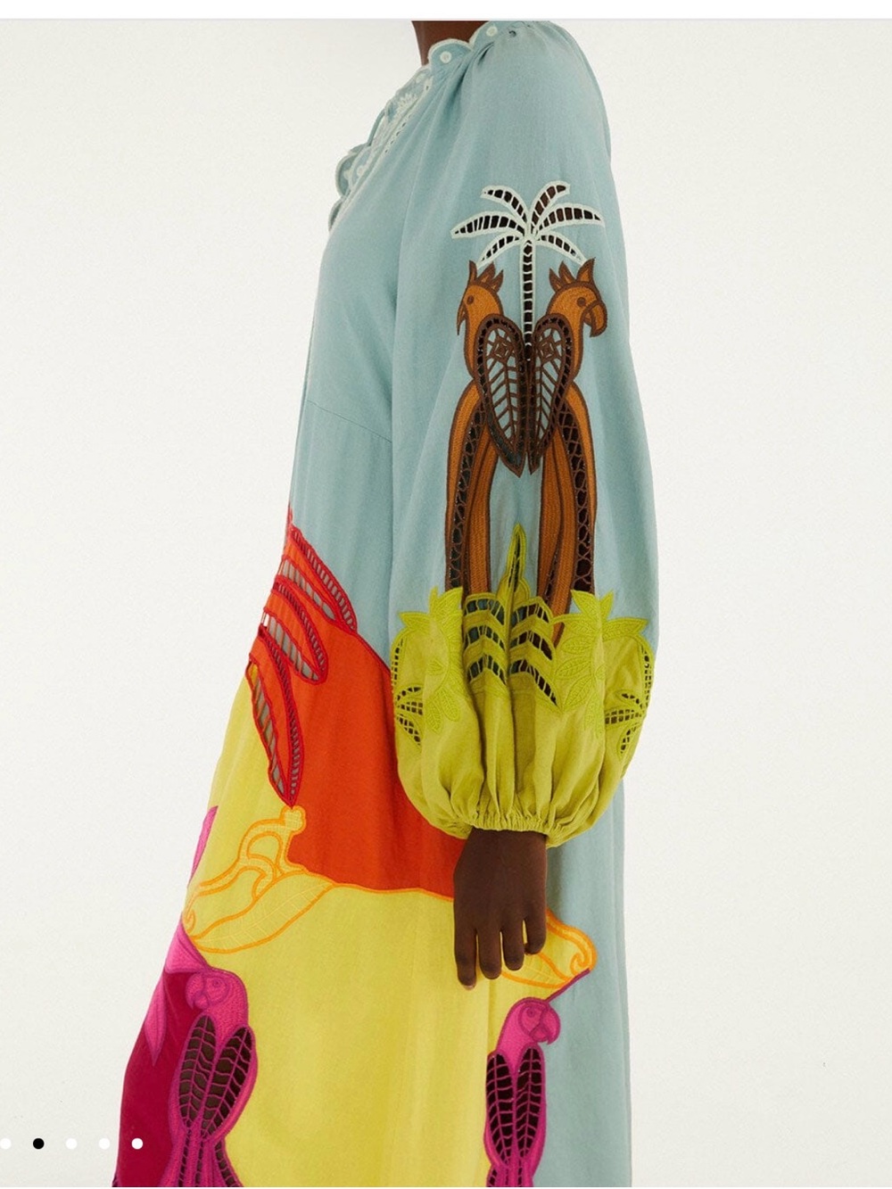 Farm Rio Multicolor Usiacuri Embroidered Richelieu Maxi Dress Size L - Picture 2 of 13
